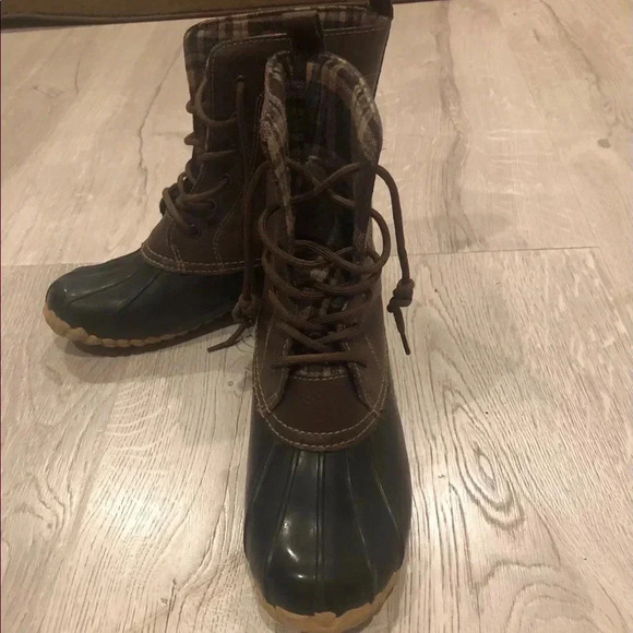 Sorto rain boot-black and brown-sz 8 - Picture 2 of 6